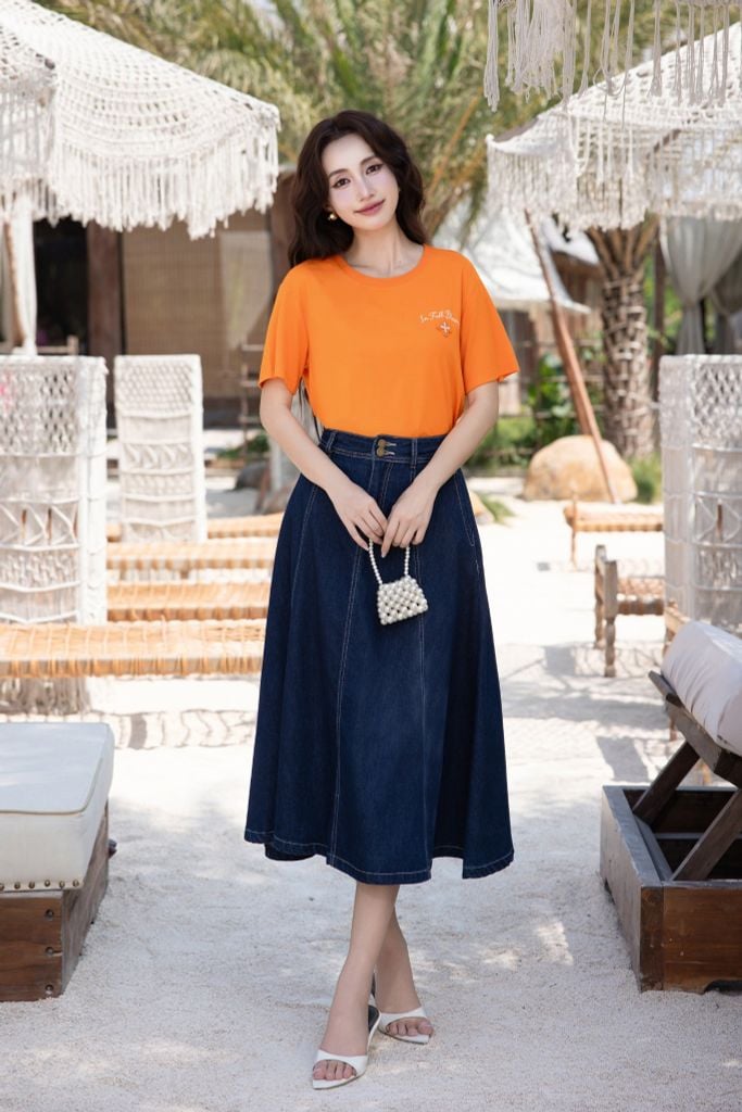 CHÂN VÁY MIDI DENIM Z65032