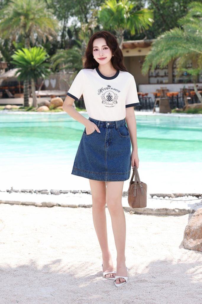 CHÂN VÁY JEANS DÁNG NGẮN Z65012