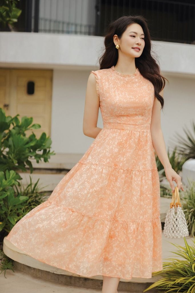 ĐẦM MAXI CỔ BÈO D11082