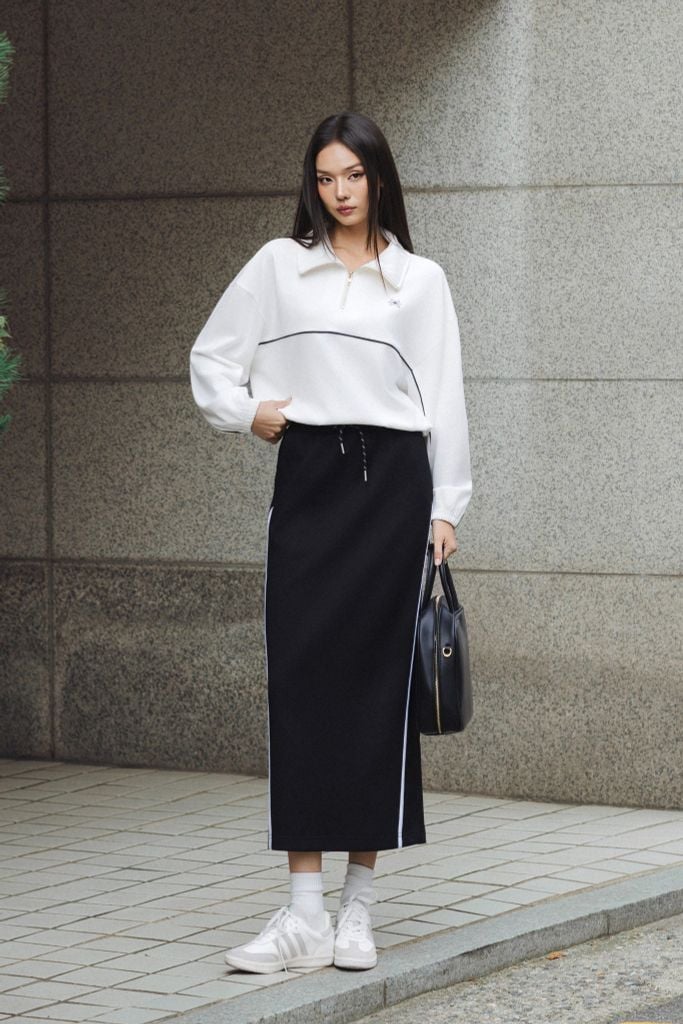 CHÂN VÁY ĐEN SỌC TRẮNG Z65082