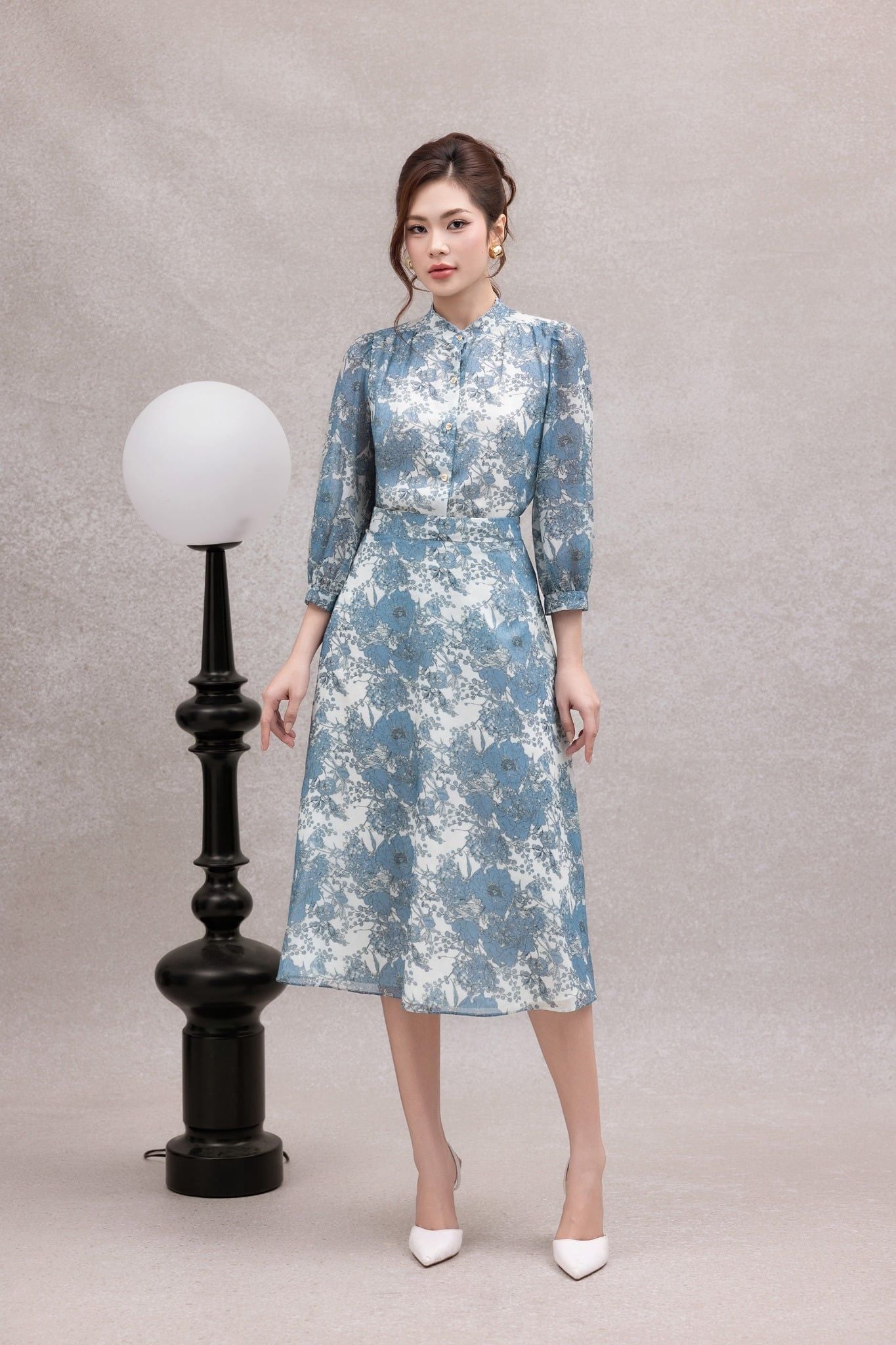 SƠ MI HOA XANH SM07202