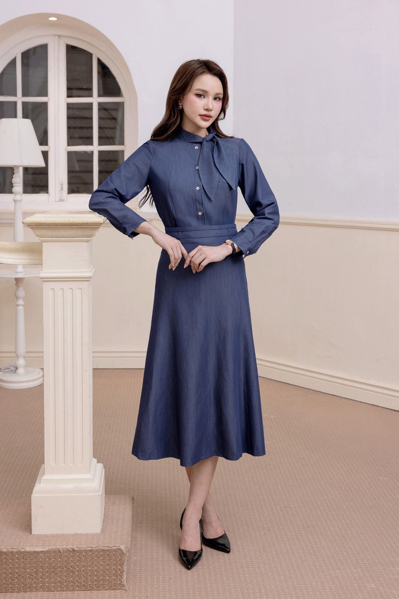 SƠ  MI DENIM CỔ NƠ SM62402