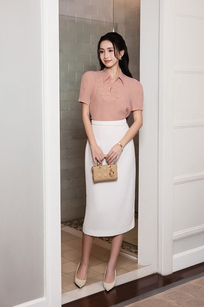 SƠ MI HỒNG CỔ BẺ SM02982
