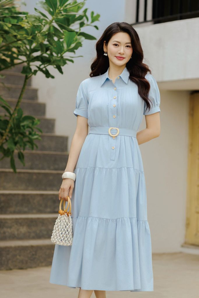  ĐẦM THÔ XANH CỔ BẺ D11012 