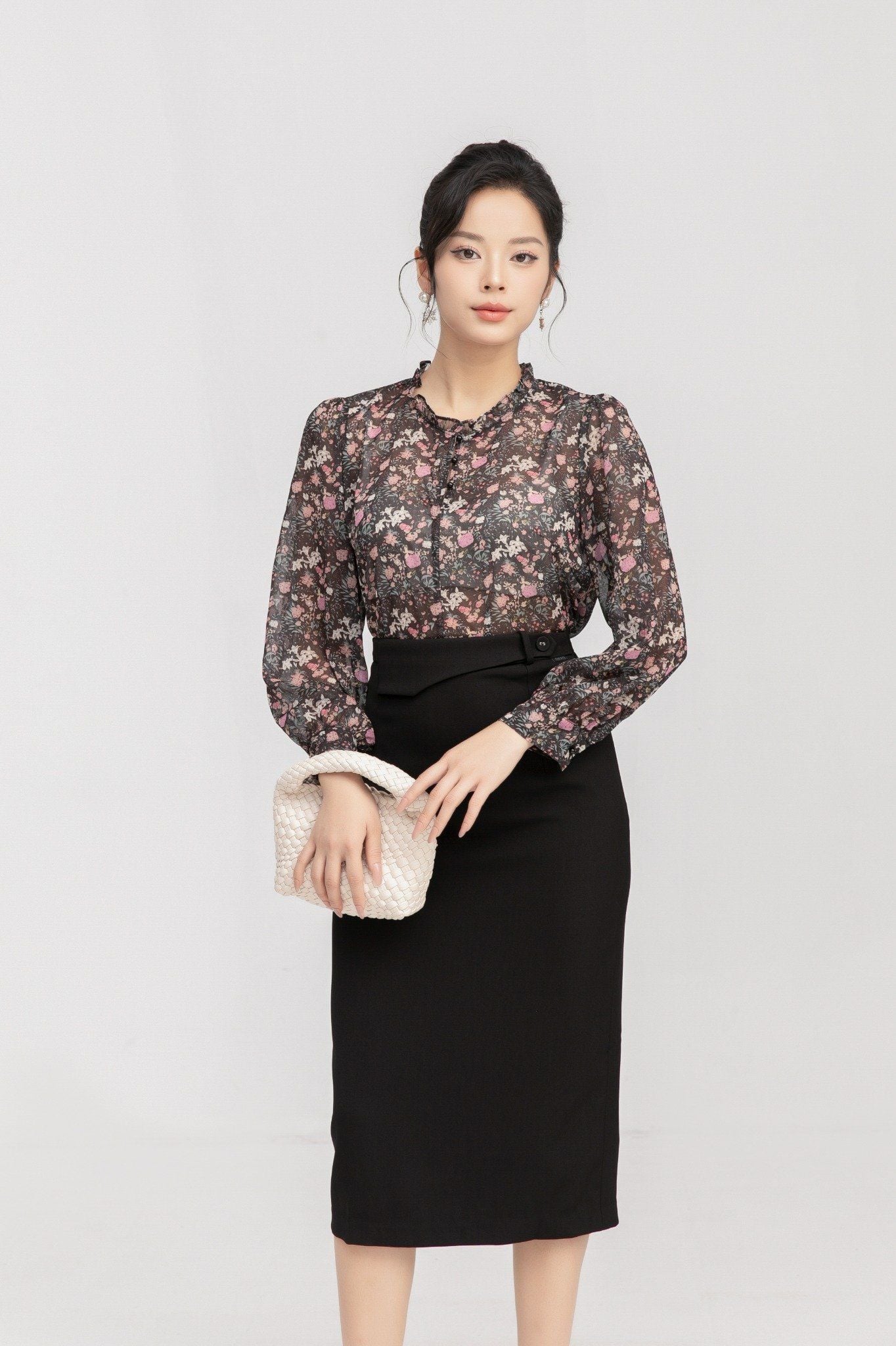 ÁO SƠ MI HOA CỔ BÈO SM41932