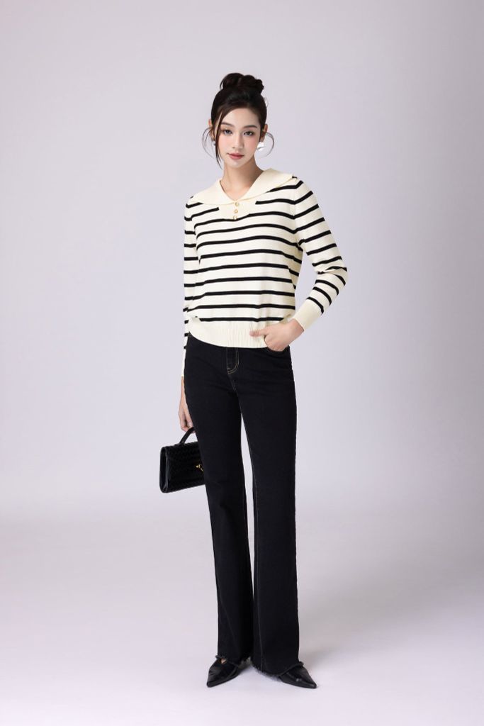 ÁO LEN KẺ CỔ BẺ AL62522