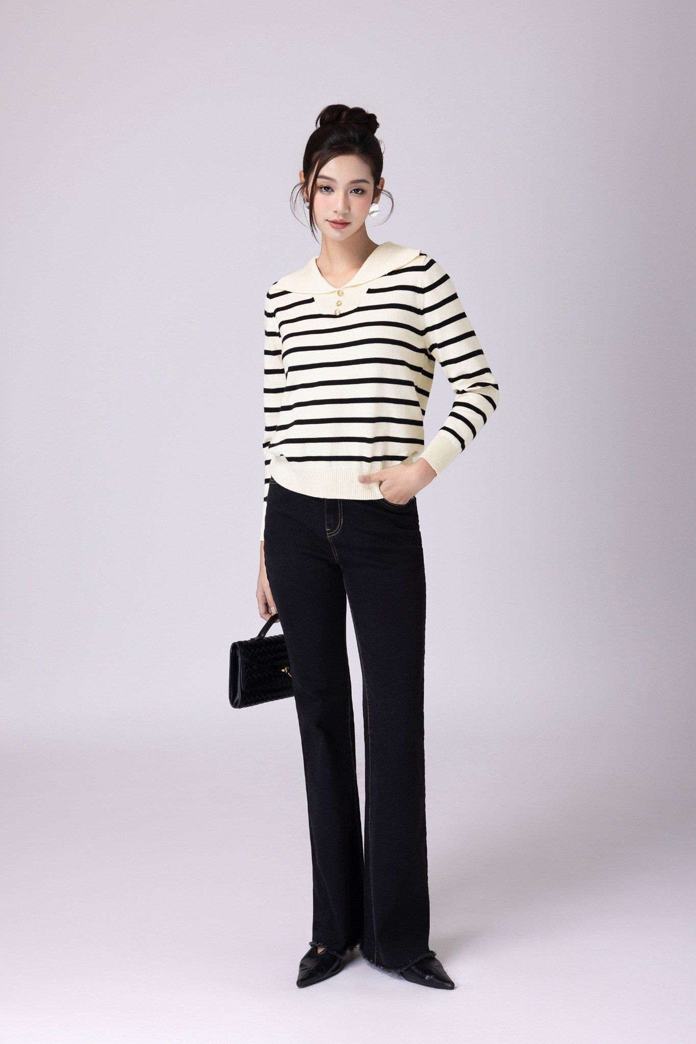 ÁO LEN KẺ CỔ BẺ AL62522