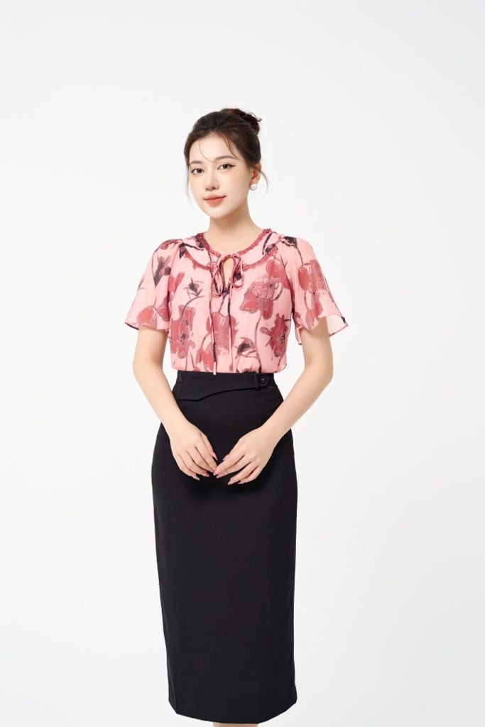  SƠ MI HOA TAY RỦ SM41202 