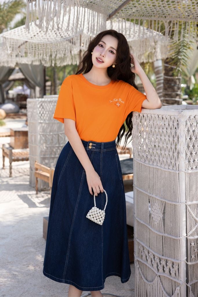 ÁO PHÔNG CAM ĐÍNH HOA TS60252