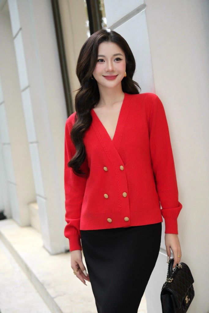 ÁO KHOÁC LEN ĐỎ AK62462