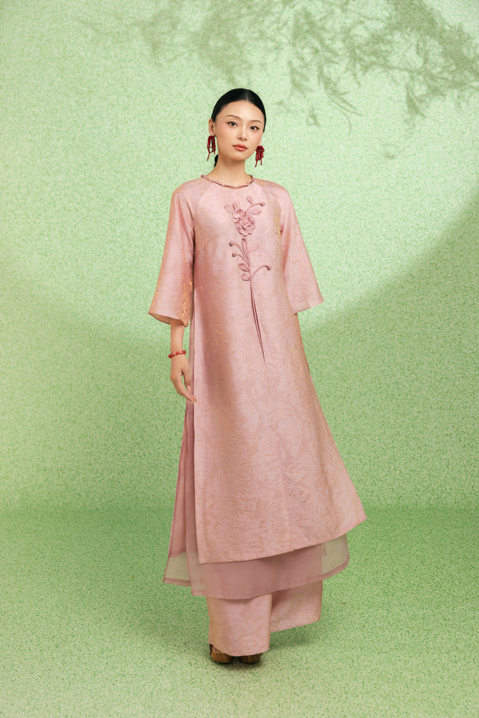 ÁO DÀI LỤA HỒNG AD02292