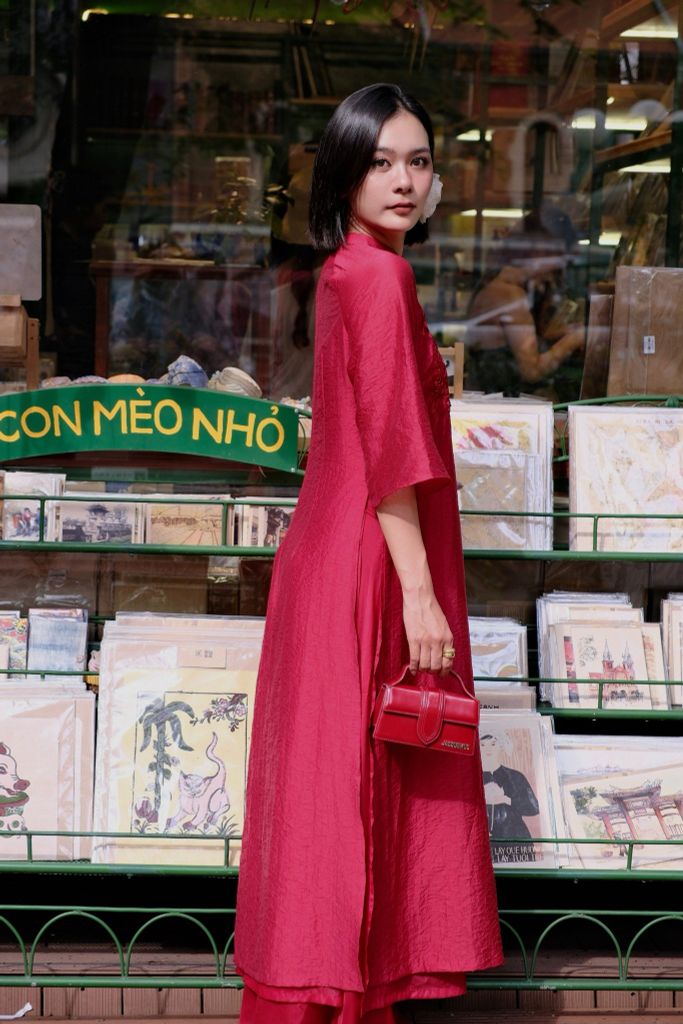  ÁO DÀI TƠ THÊU HOA AD03282 