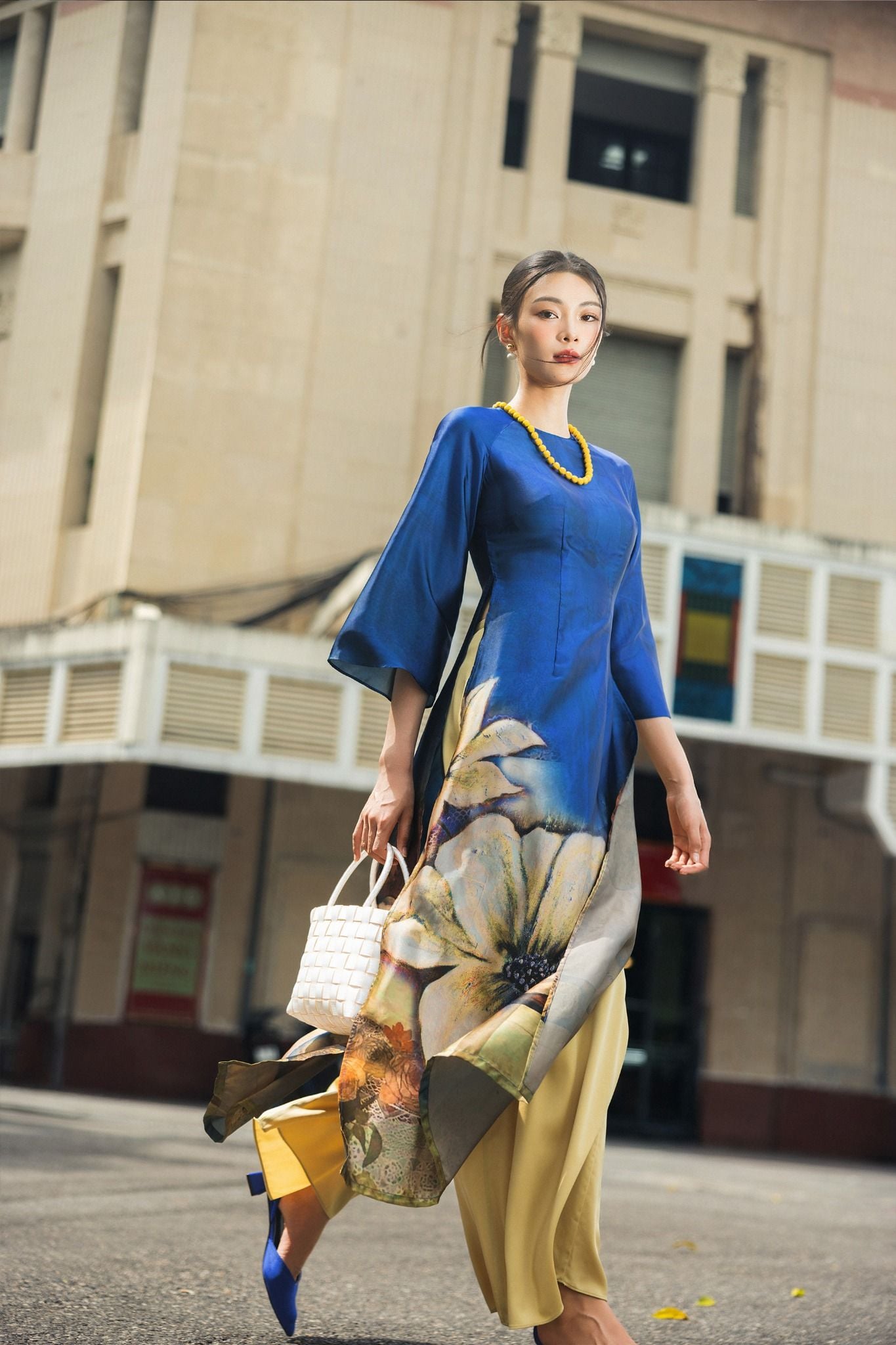 ÁO DÀI LỤA IN HOA AD03302