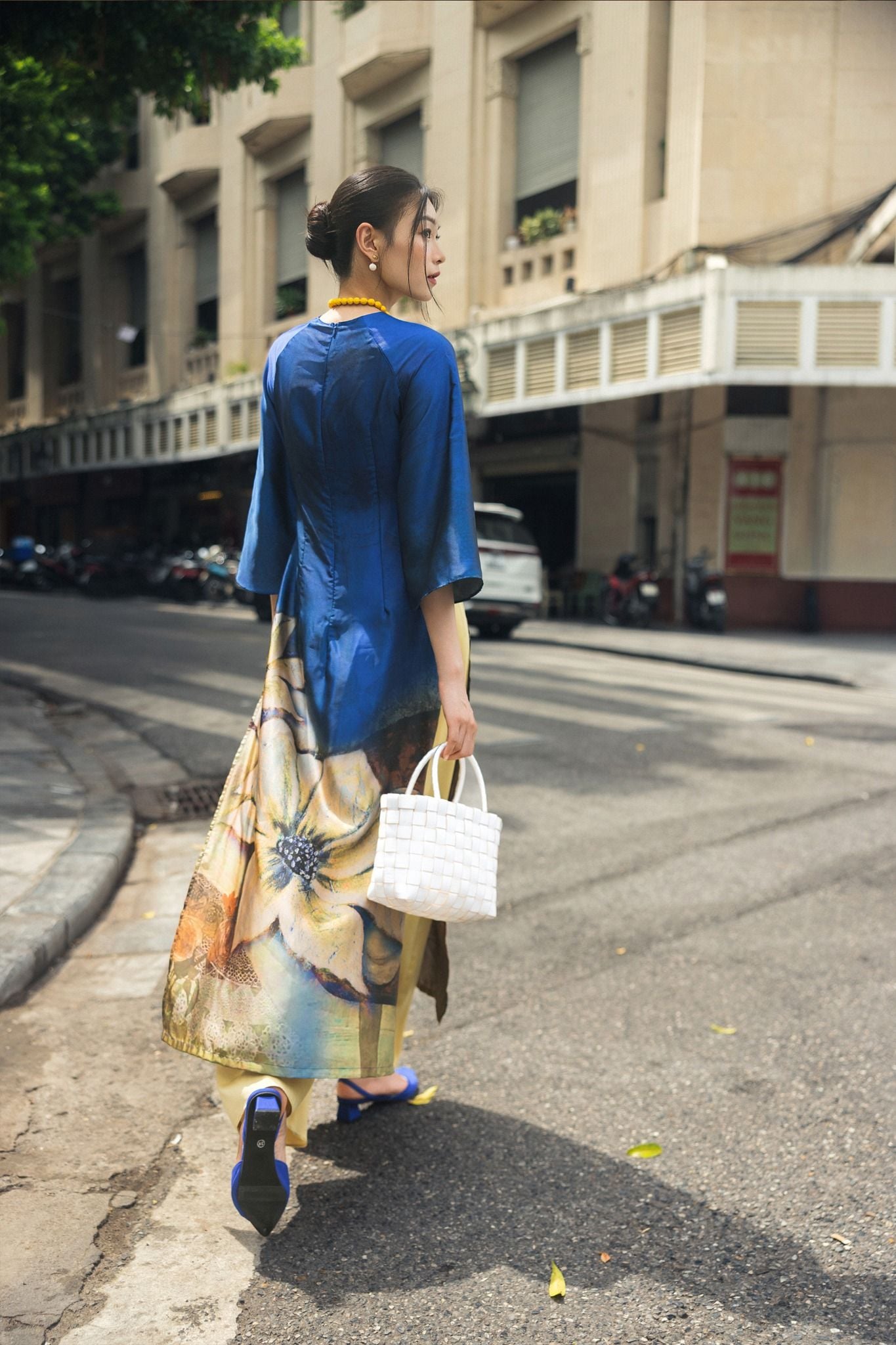 ÁO DÀI LỤA IN HOA AD03302