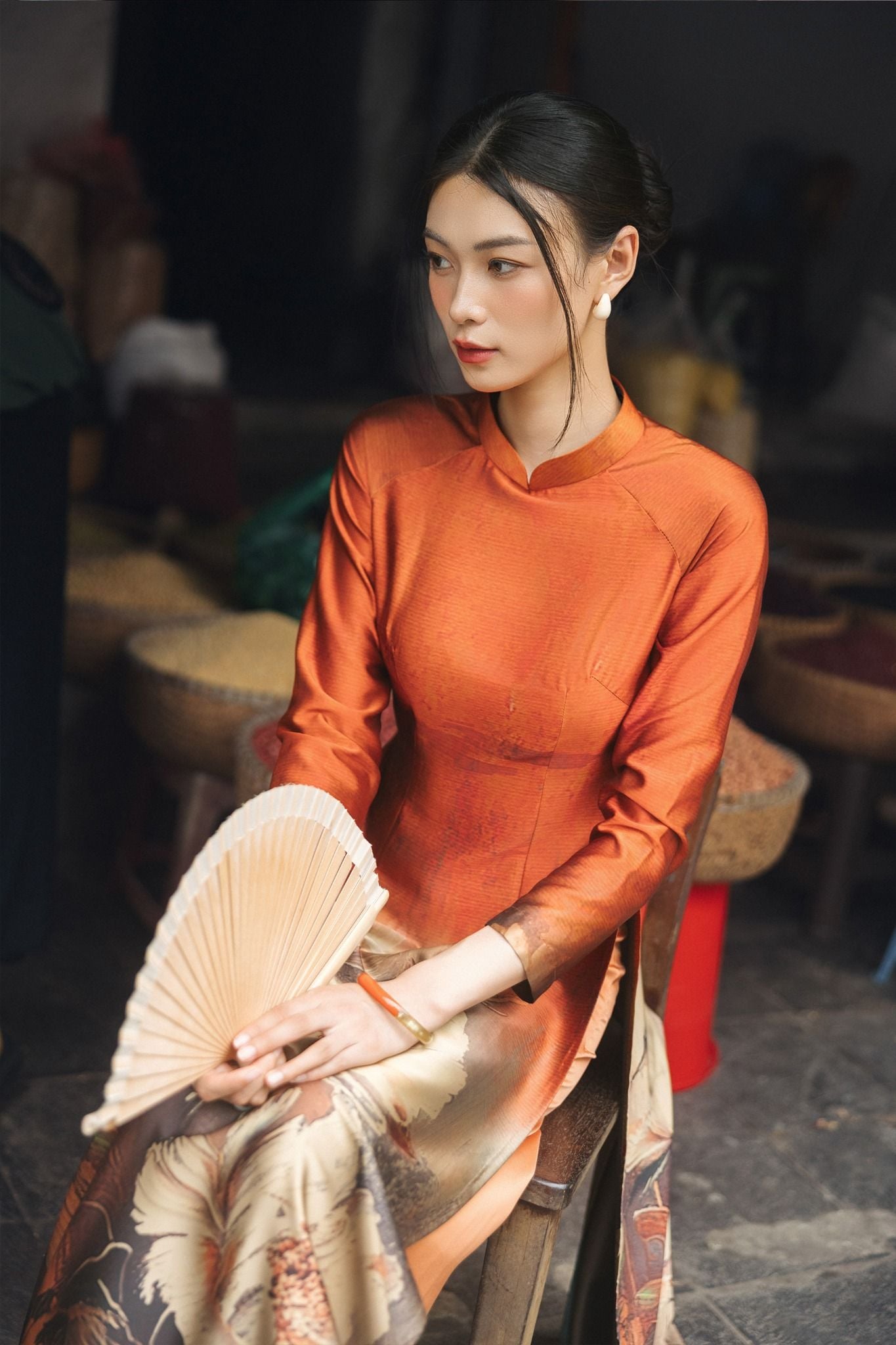 ÁO DÀI IN HOA AD03322