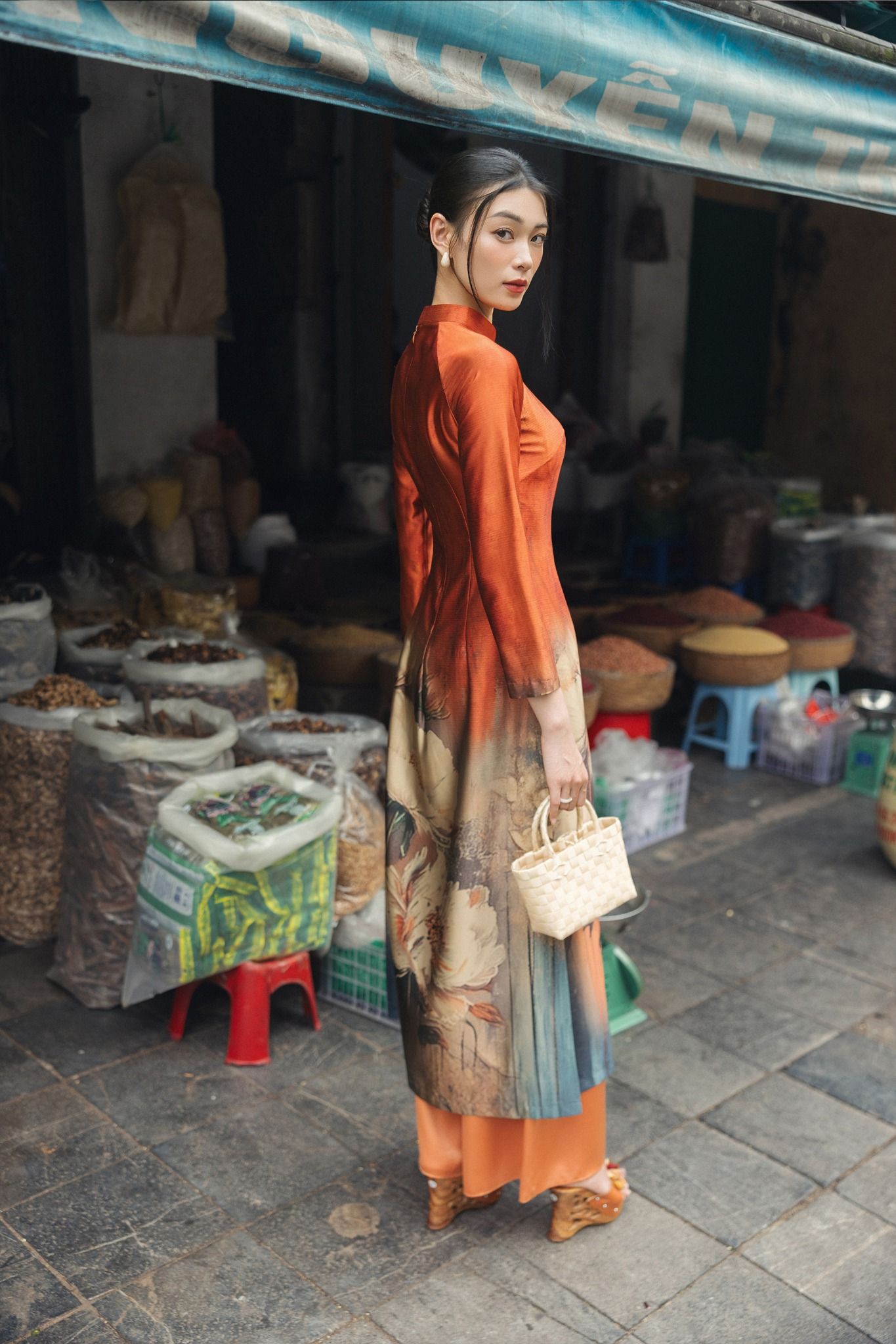 ÁO DÀI IN HOA AD03322