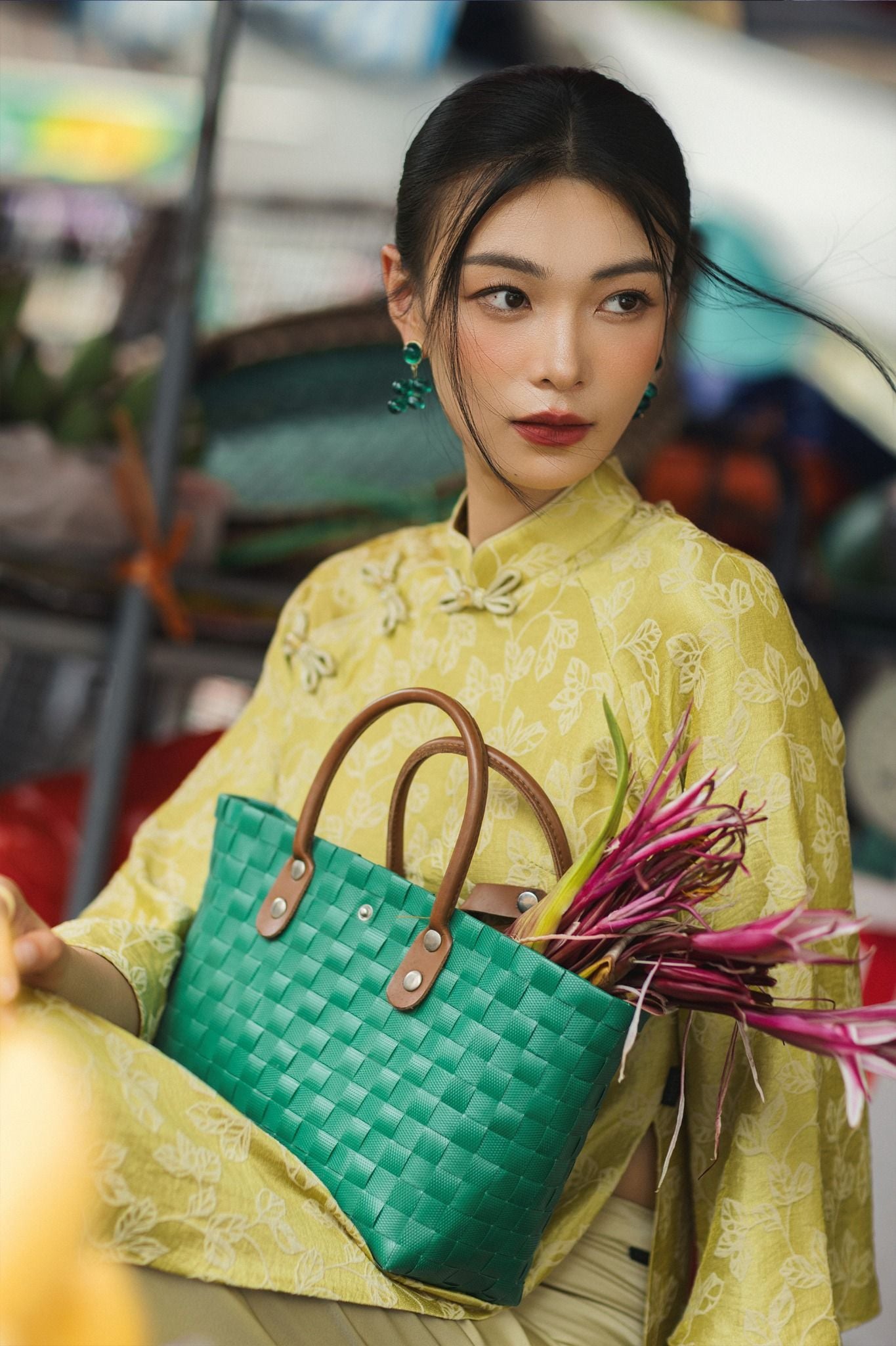 ÁO DÀI ĐÍNH KHUY NỔI AD03422