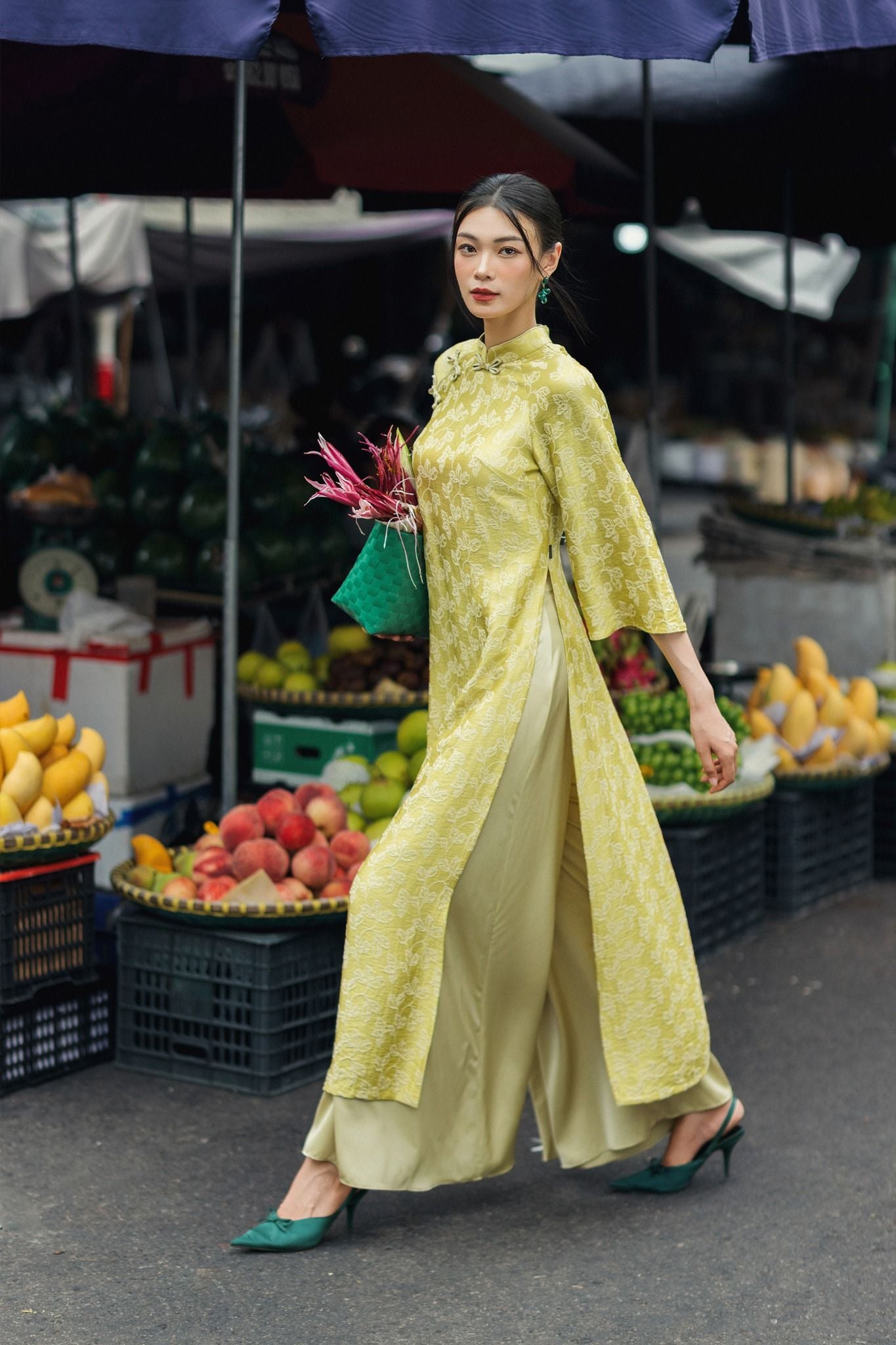 ÁO DÀI ĐÍNH KHUY NỔI AD03422