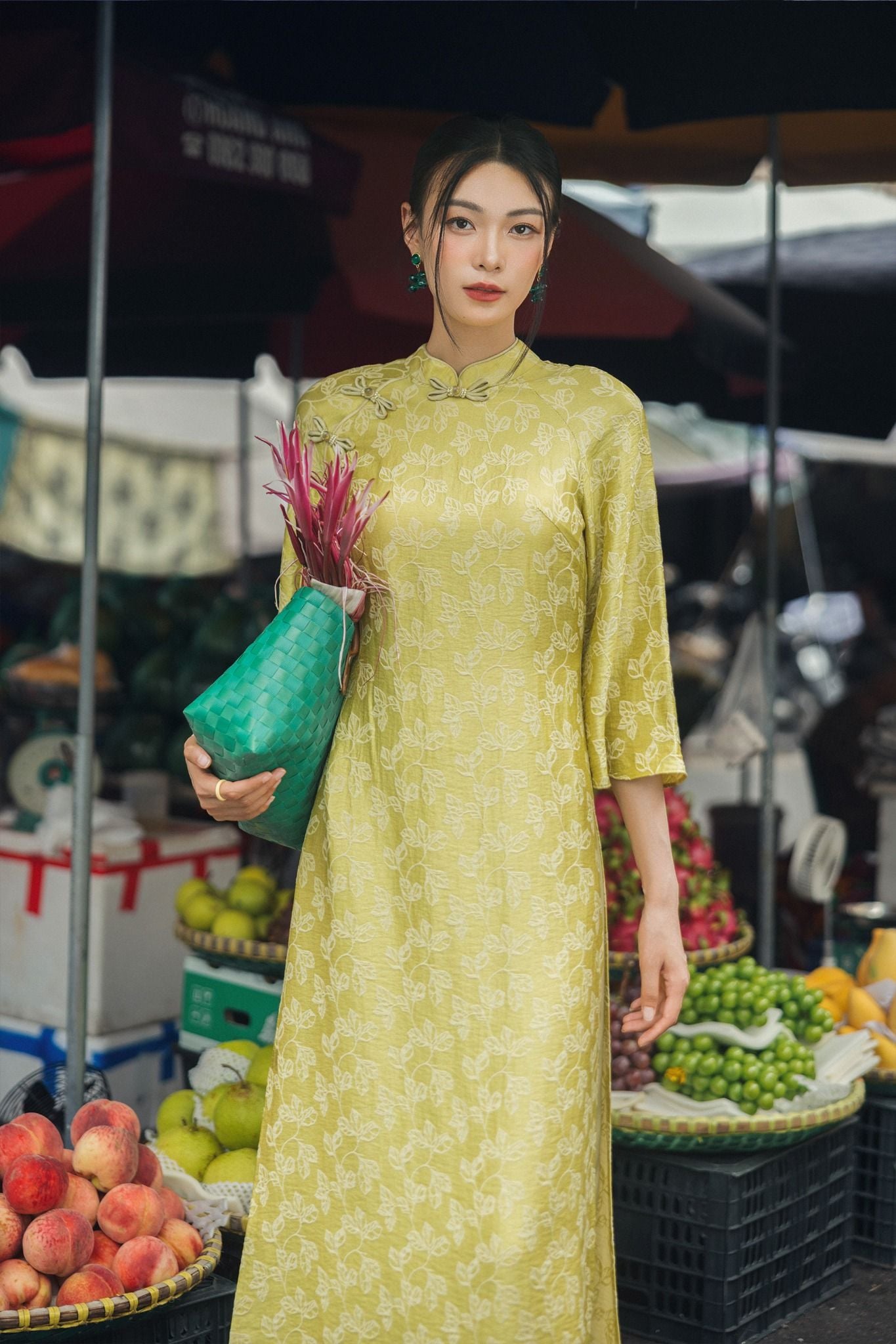 ÁO DÀI ĐÍNH KHUY NỔI AD03422