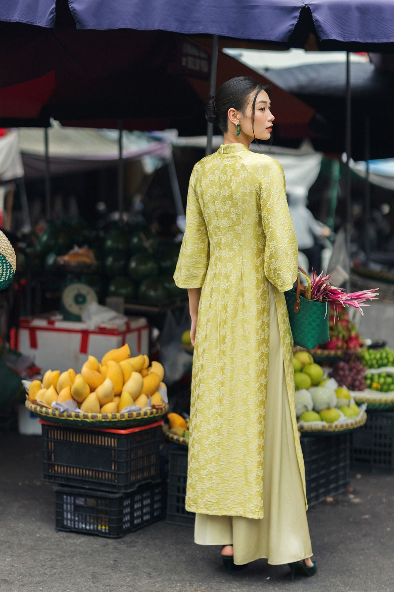 ÁO DÀI ĐÍNH KHUY NỔI AD03422