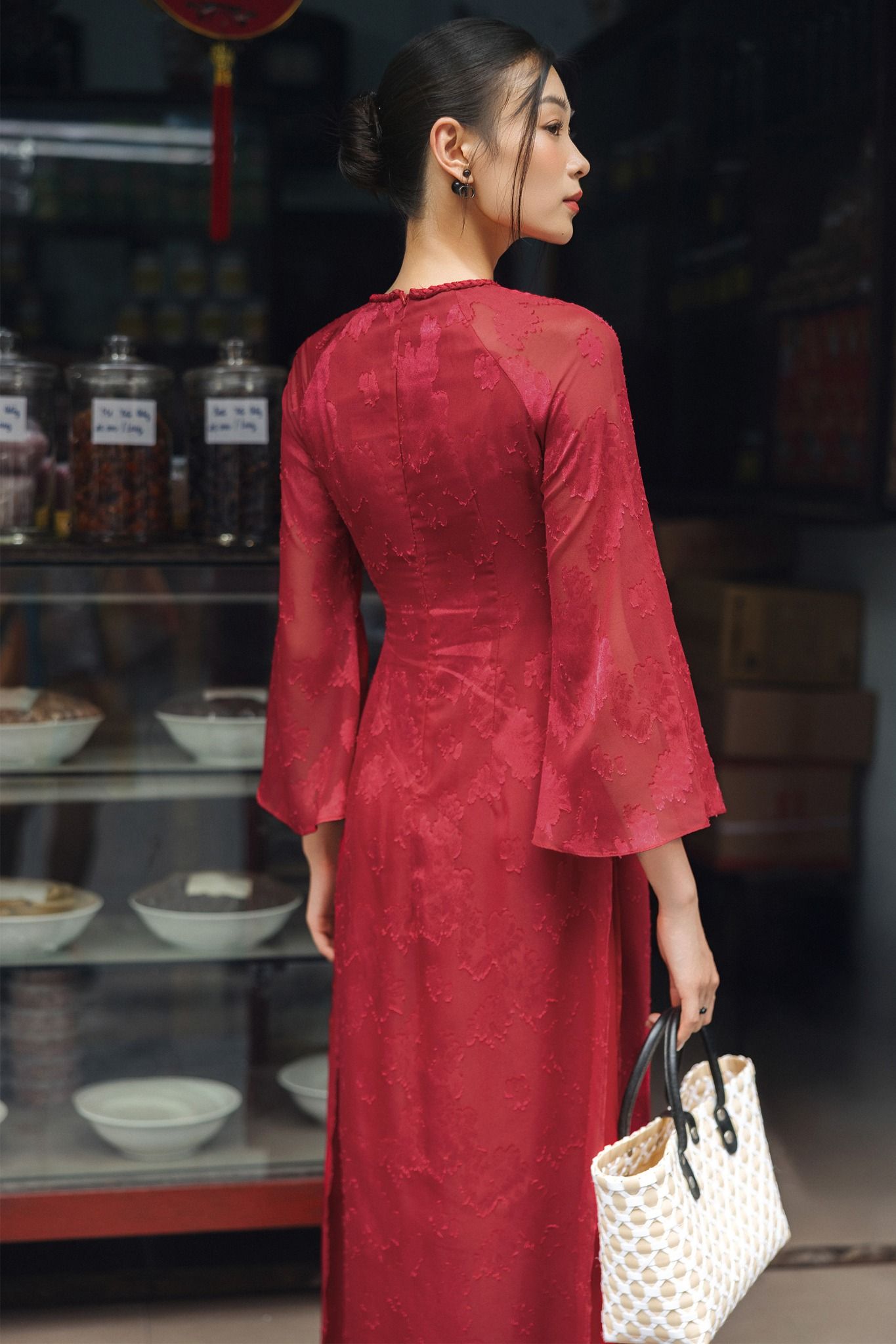 ÁO DÀI ĐỎ CỔ TẾT AD03462