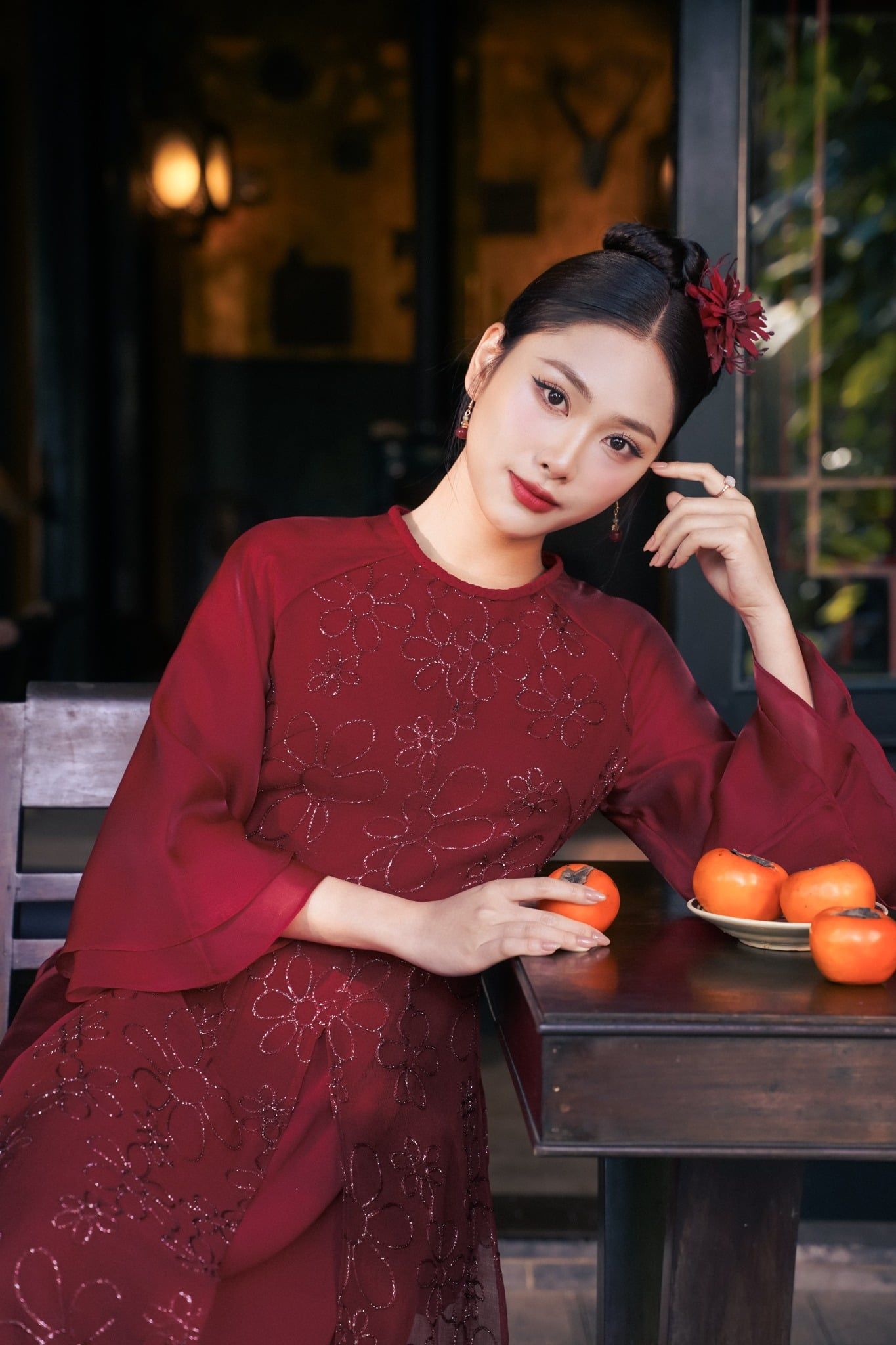 ÁO DÀI THÊU HOA AD08752