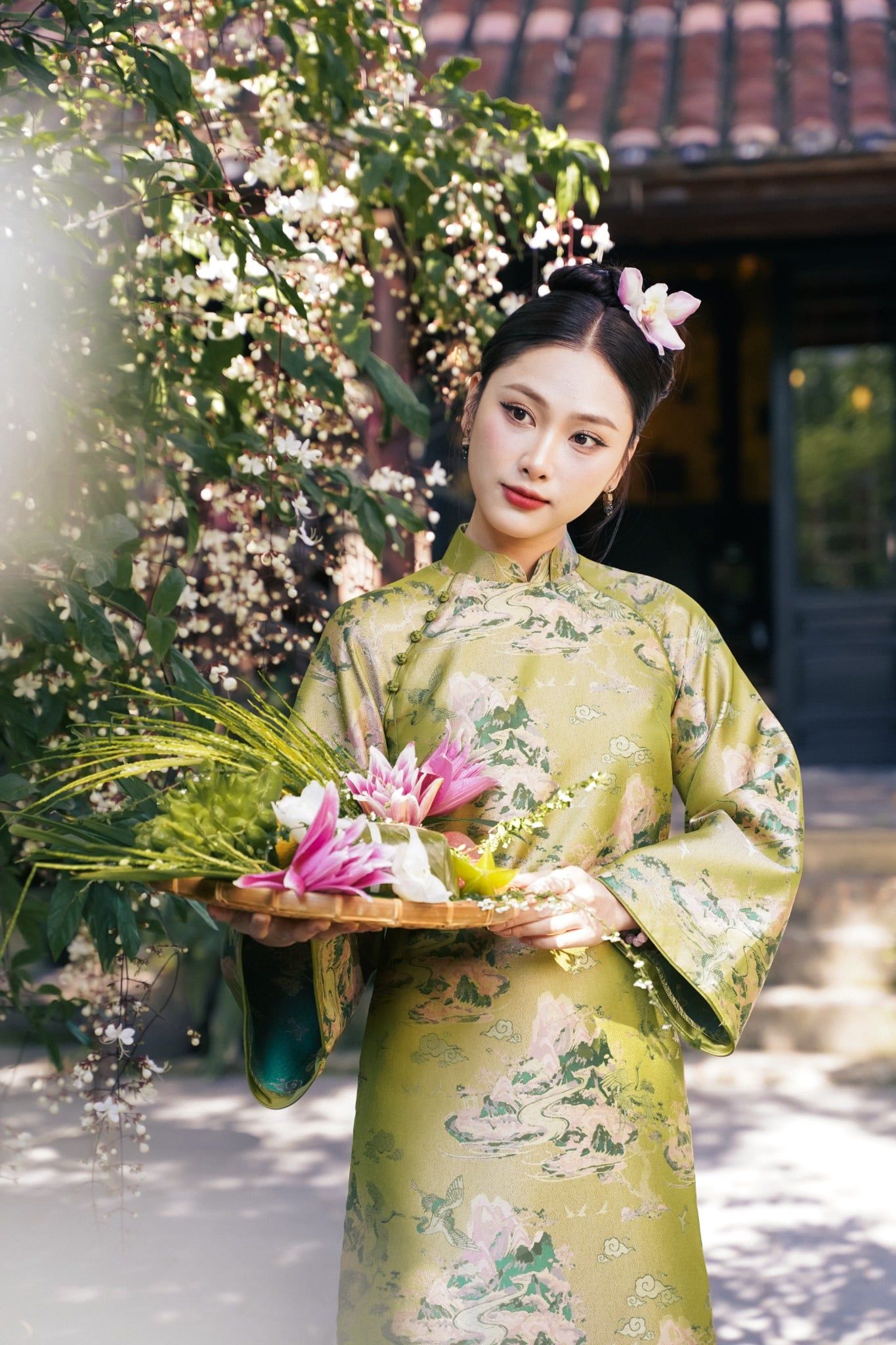 ÁO DÀI IN HOẠ TIẾT AD08812