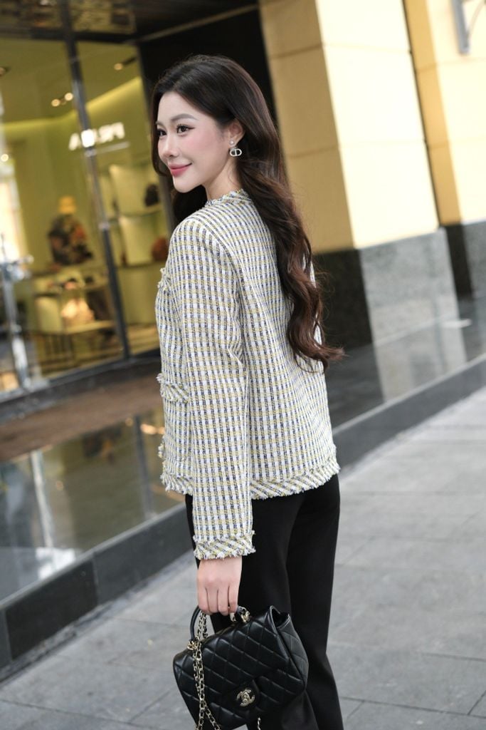  ÁO KHOÁC DẠ TWEED CÀI KHUY NGỌC AK05022 