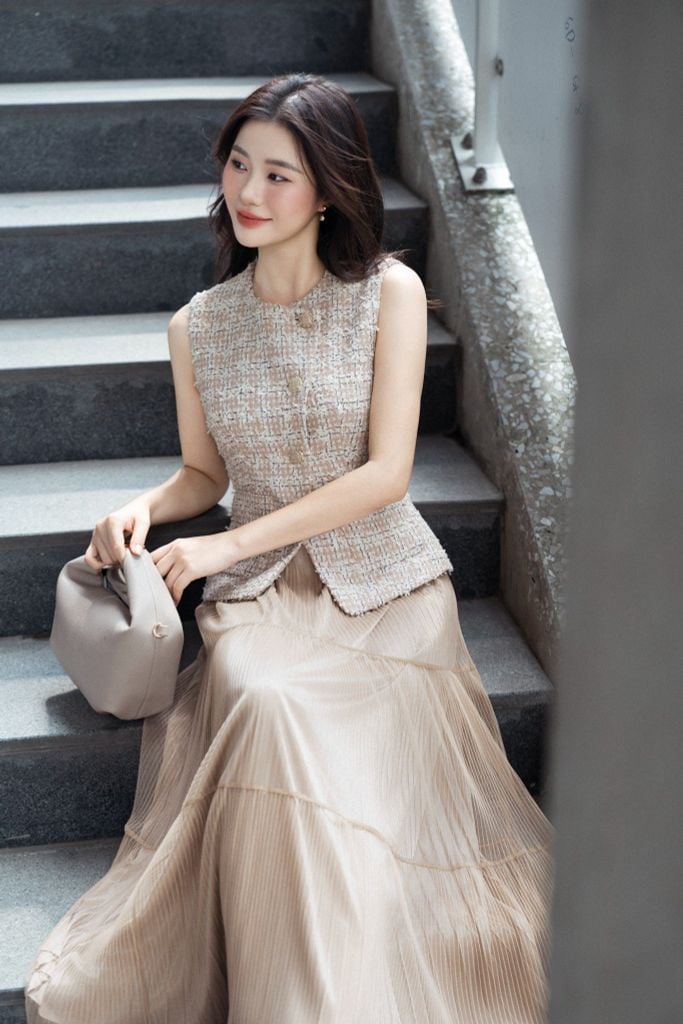  ÁO DẠ TWEED KHÔNG TAY AK05192 