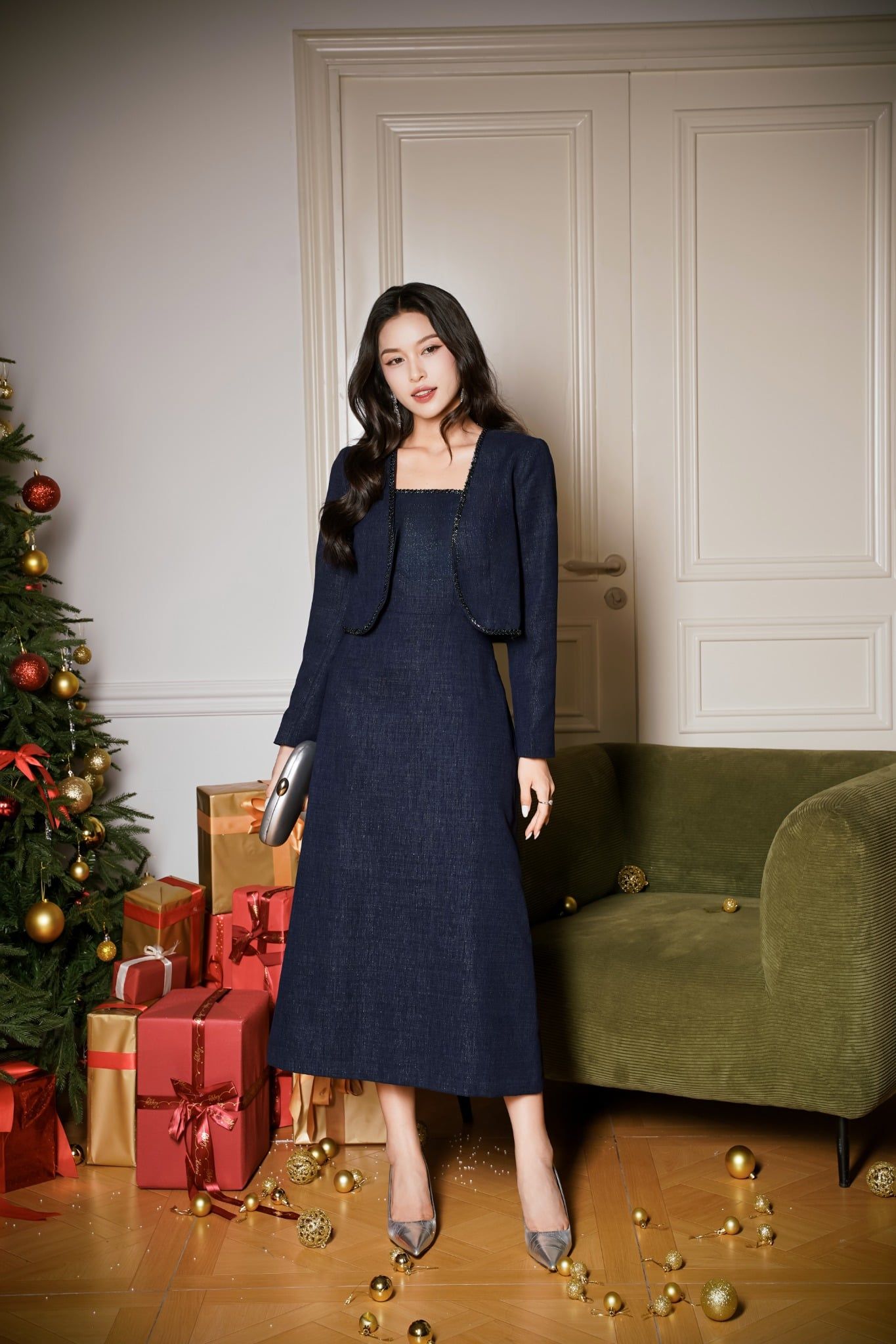 ĐẦM THIẾT KẾ ĐÍNH CƯỜM D08592