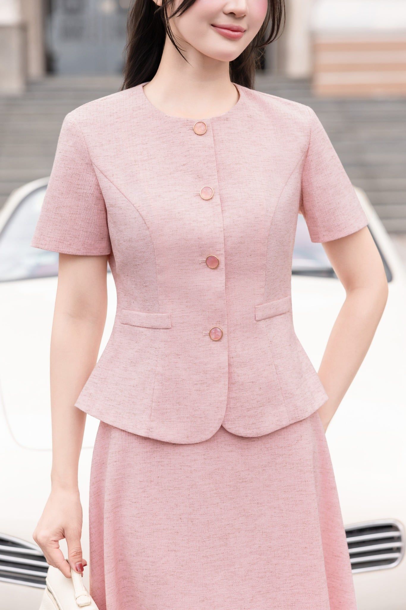 ÁO HỒNG PEPLUM AK10292