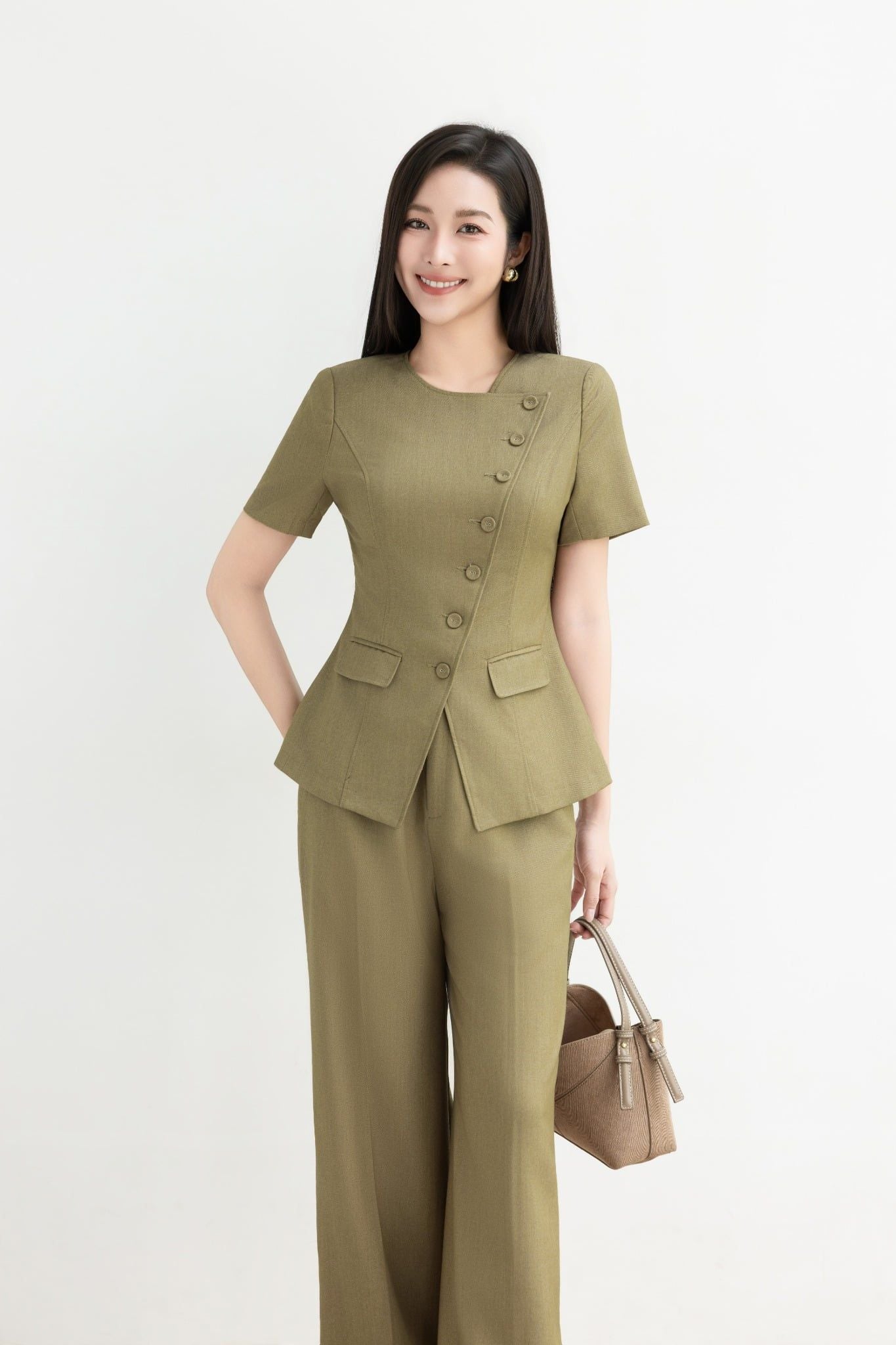 ÁO KÝ GIẢ KHUY CHÉO AK10532