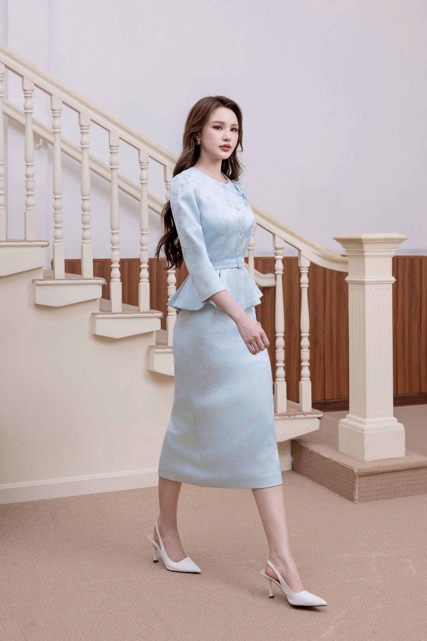 ÁO PEPLUM ĐÁP HOA NỔI AK63012