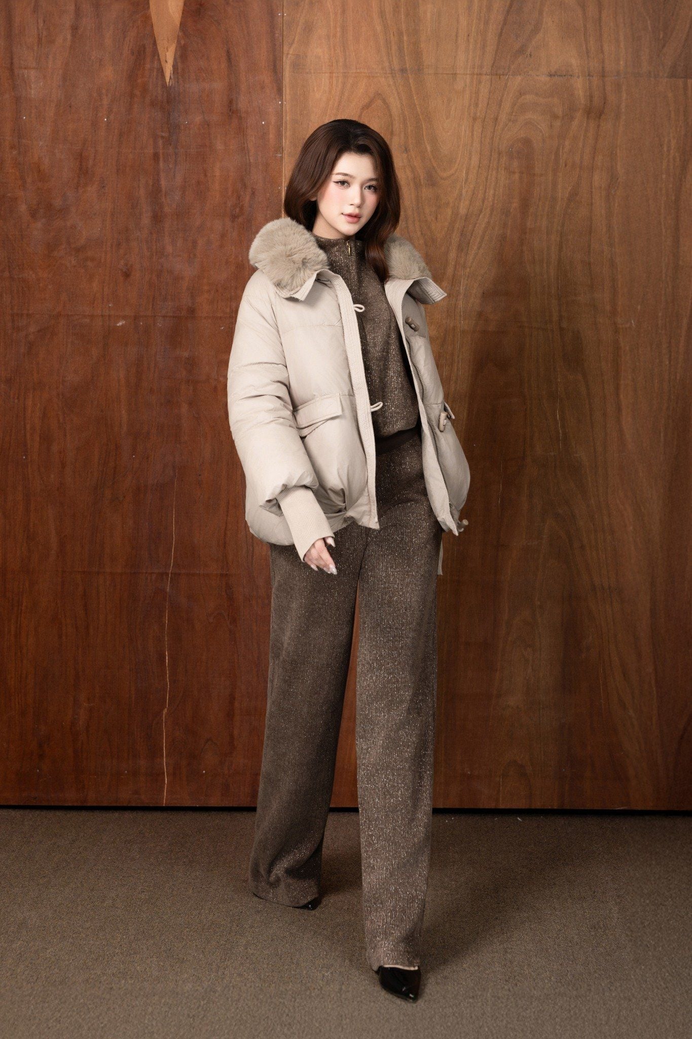 ÁO KHOÁC PHAO CỔ LÔNG AK66032