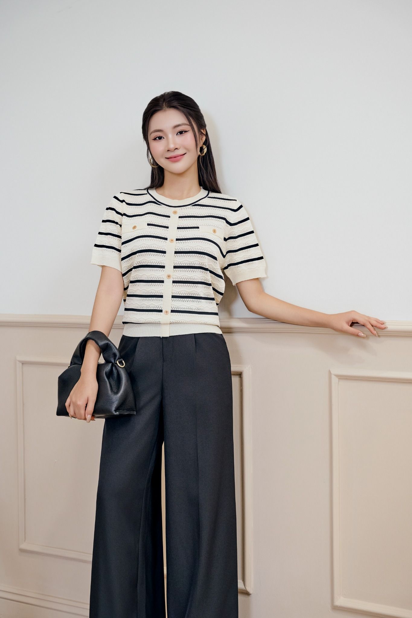 ÁO LEN KẺ NGẮN TAY AL62082