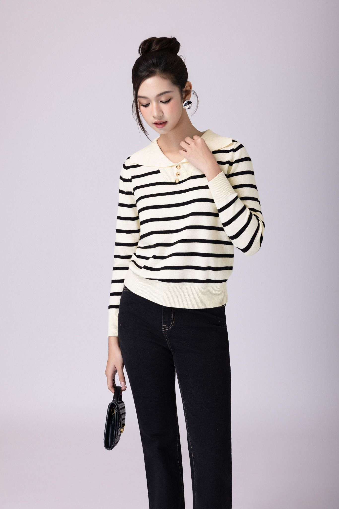 ÁO LEN KẺ CỔ BẺ AL62522