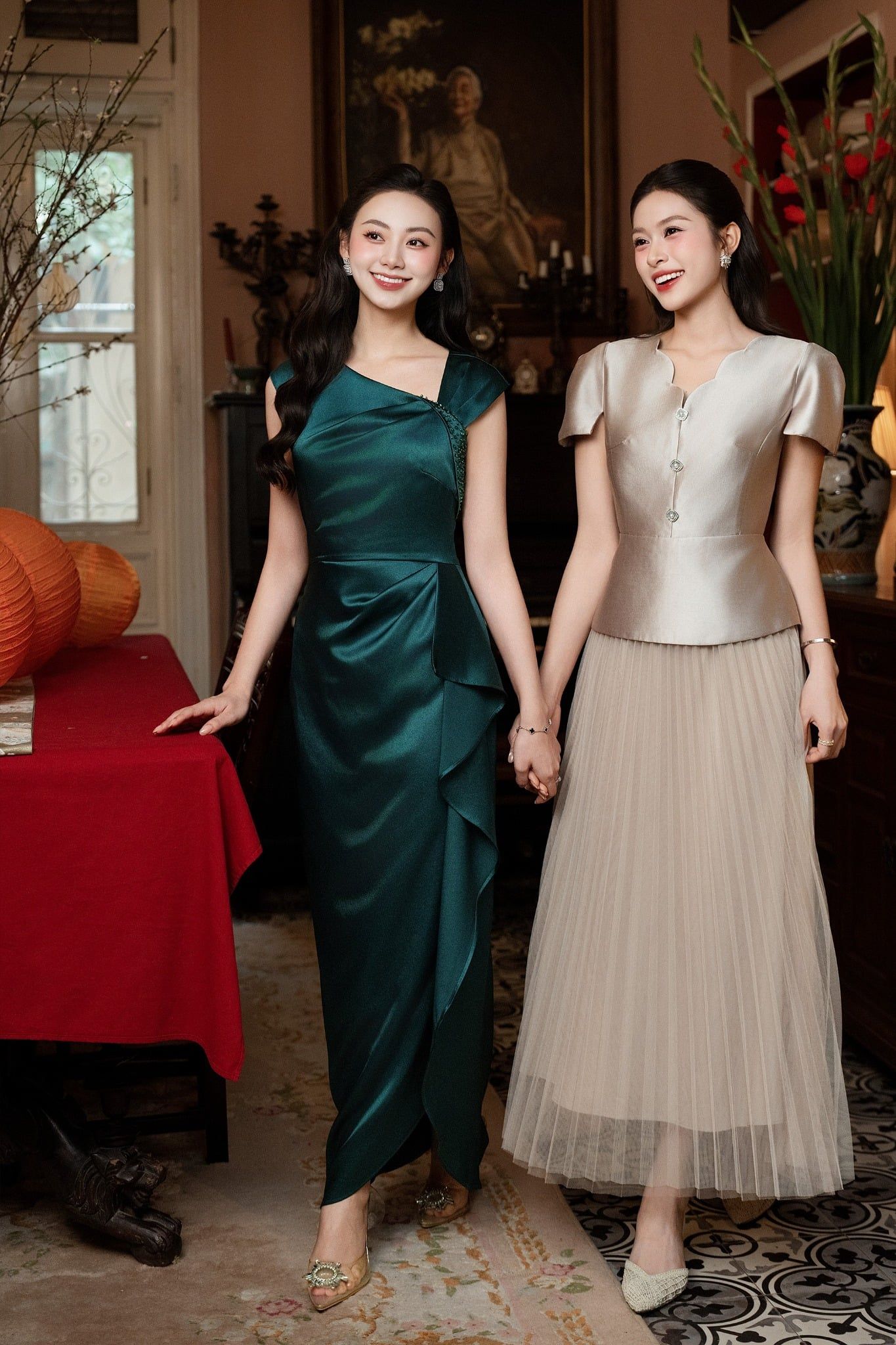 ĐẦM TIỆC LỤA XANH D08972