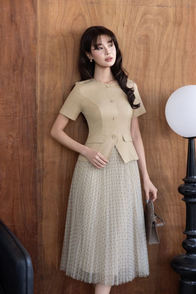  ĐẦM LIỀN XẾP LI D00242 