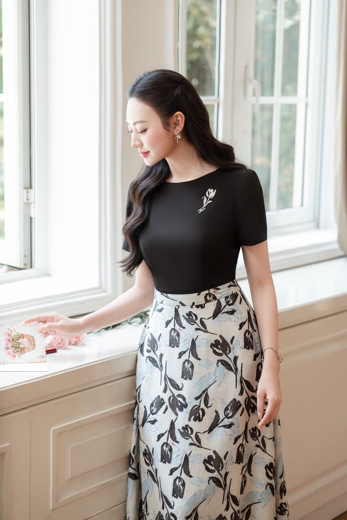 ĐẦM LIỀN PHỐI HOA D00912