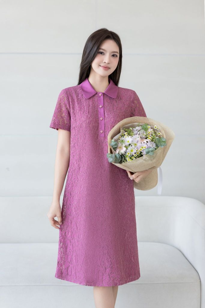 ĐẦM SUÔNG REN TÍM D01622