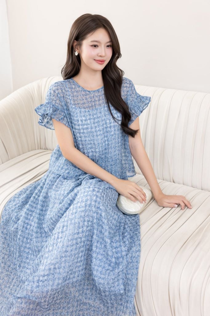  ĐẦM MIDI PHỐI BÈO D01792 