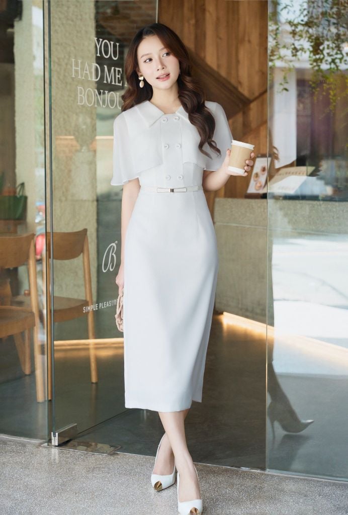 ĐẦM THIẾT KẾ TAY RỦ D01912