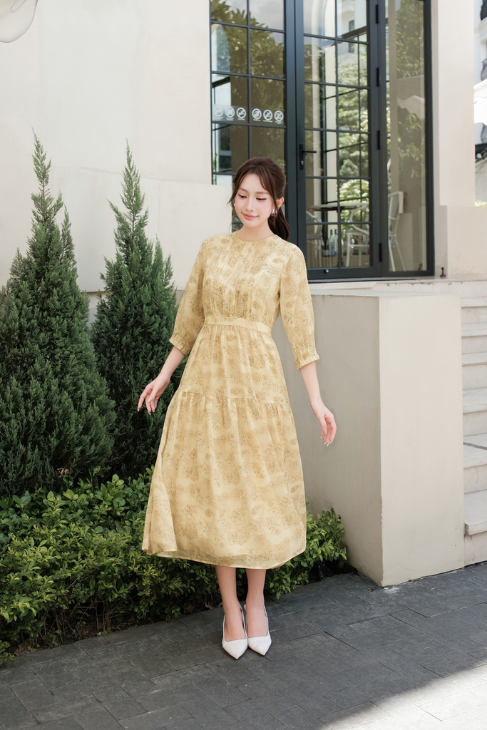ĐẦM HỌA TIẾT TAY LỠ D02052