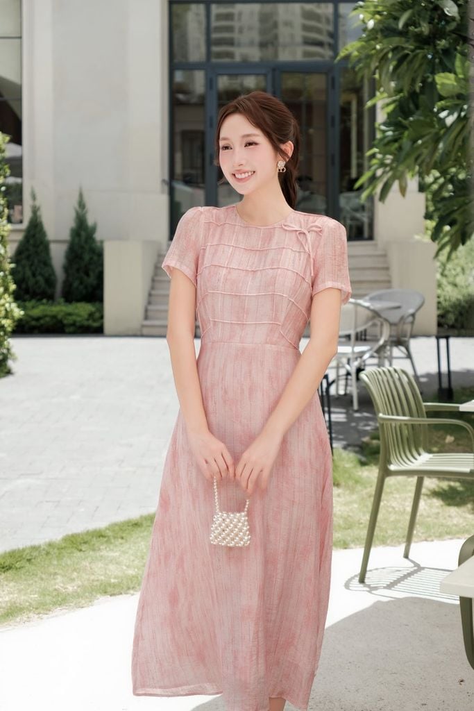  ĐẦM CỘC TAY ĐÍNH NƠ D02172 