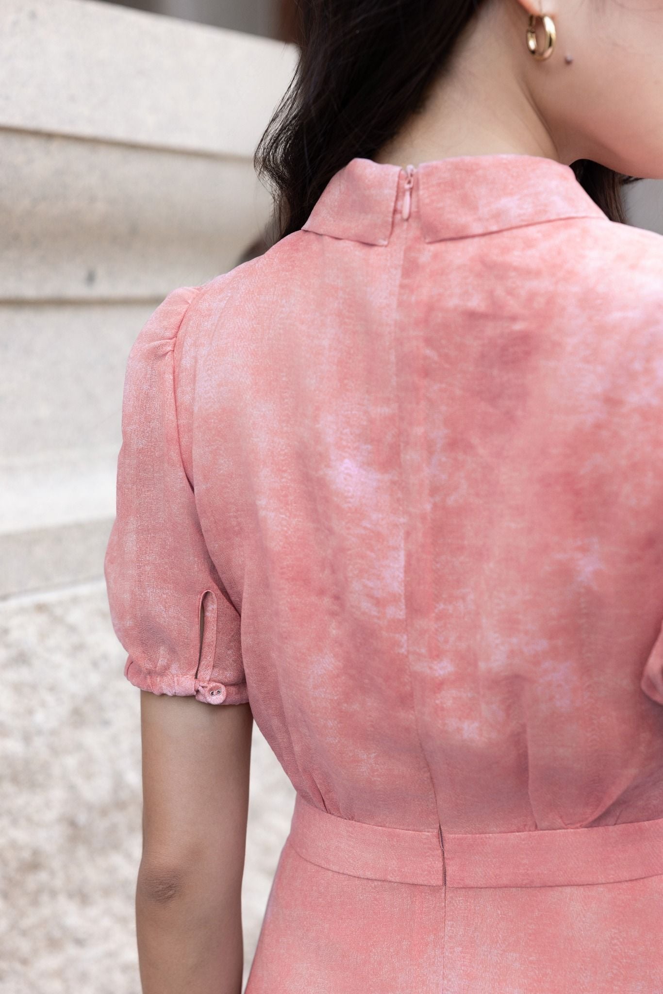 ĐẦM HỒNG LOANG CỔ BẺ D03172