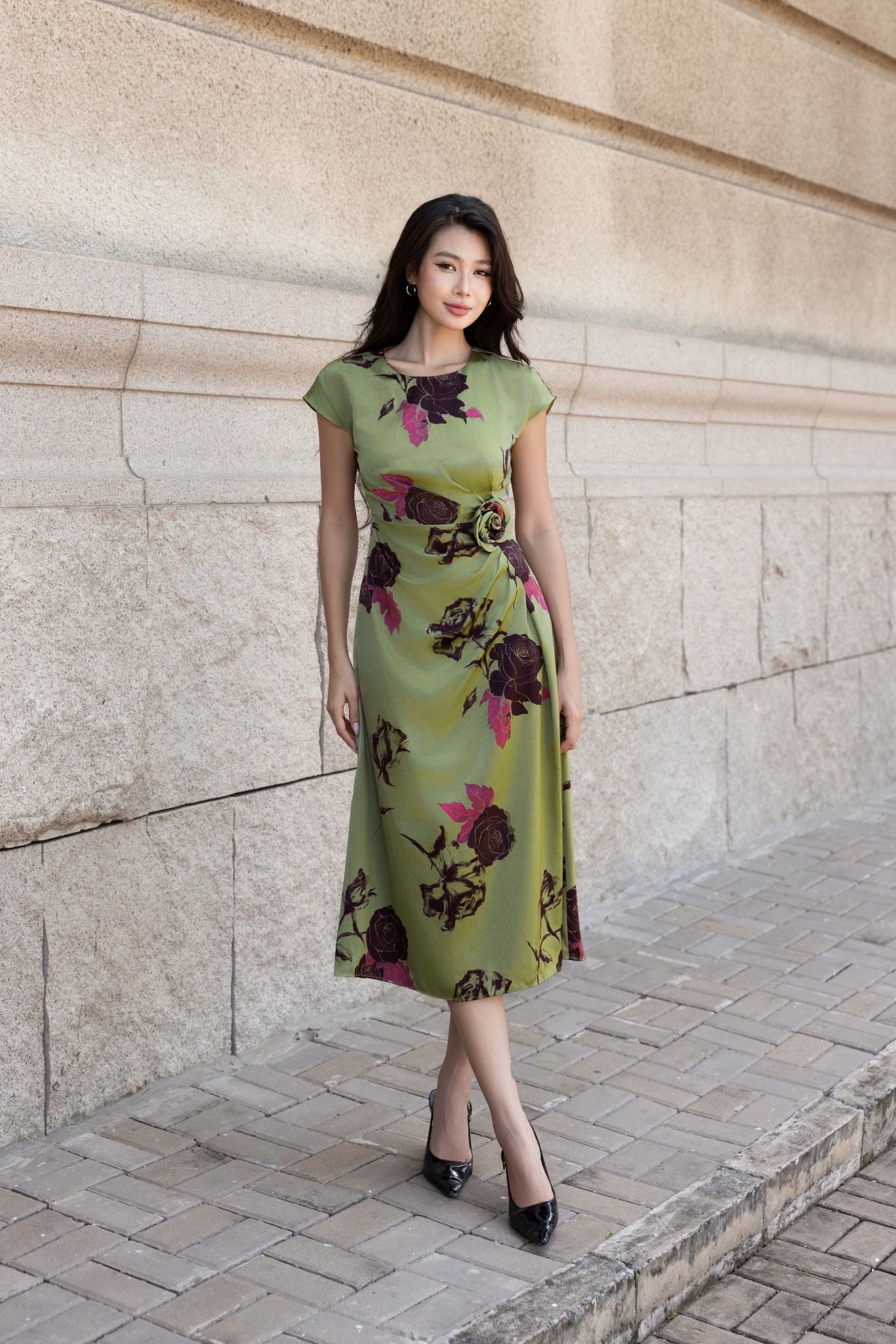 ĐẦM HOA NHÚN EO D03212