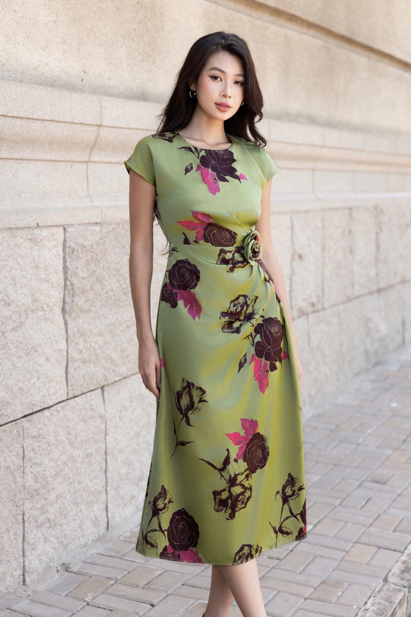 ĐẦM HOA NHÚN EO D03212