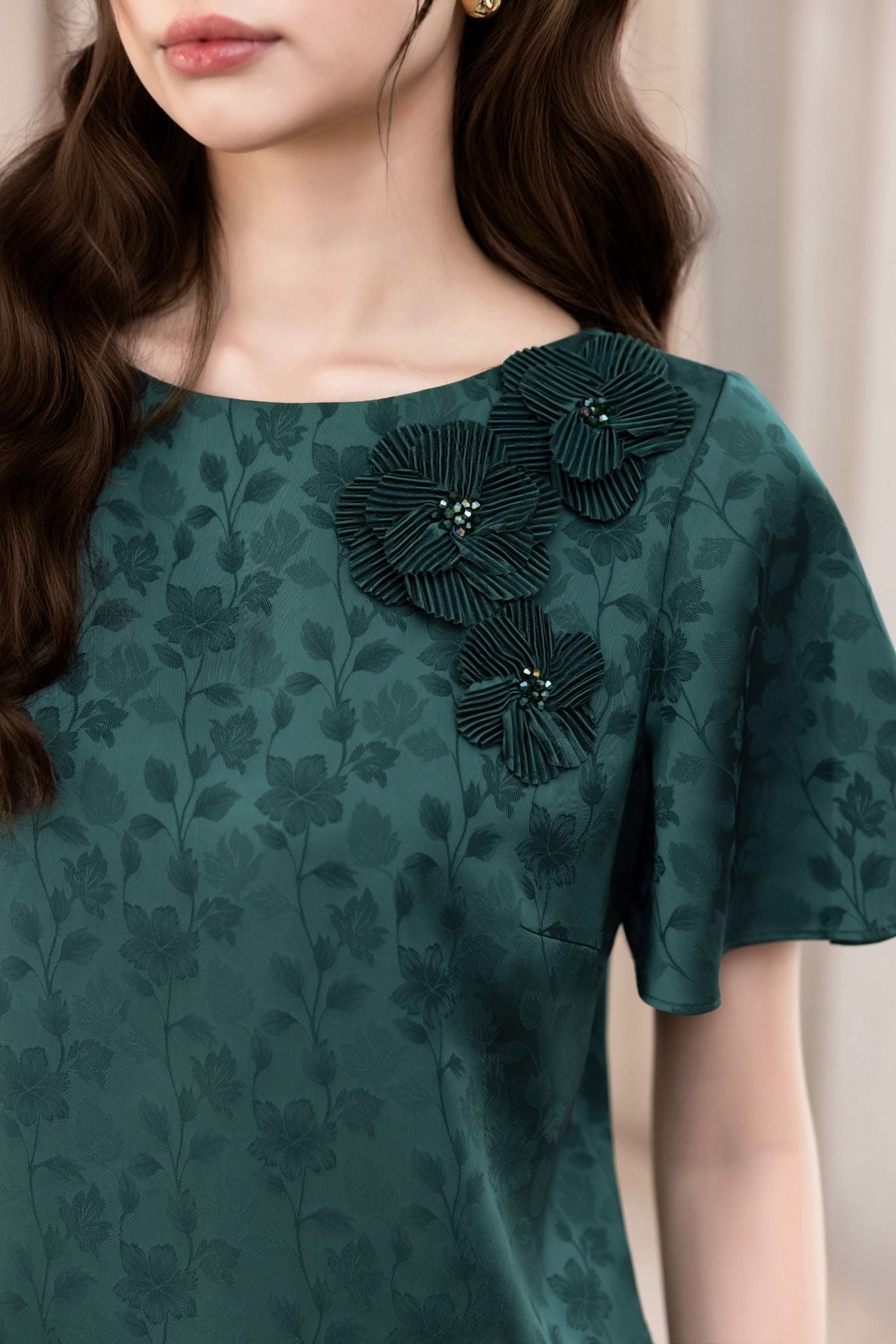 ĐẦM LỤA SUÔNG IN HOA D04492