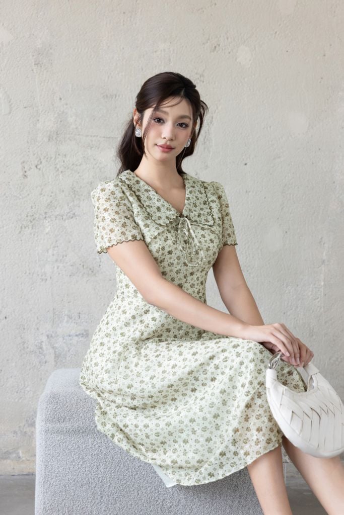  ĐẦM HOA NHÍ CỔ BẺ D05292 