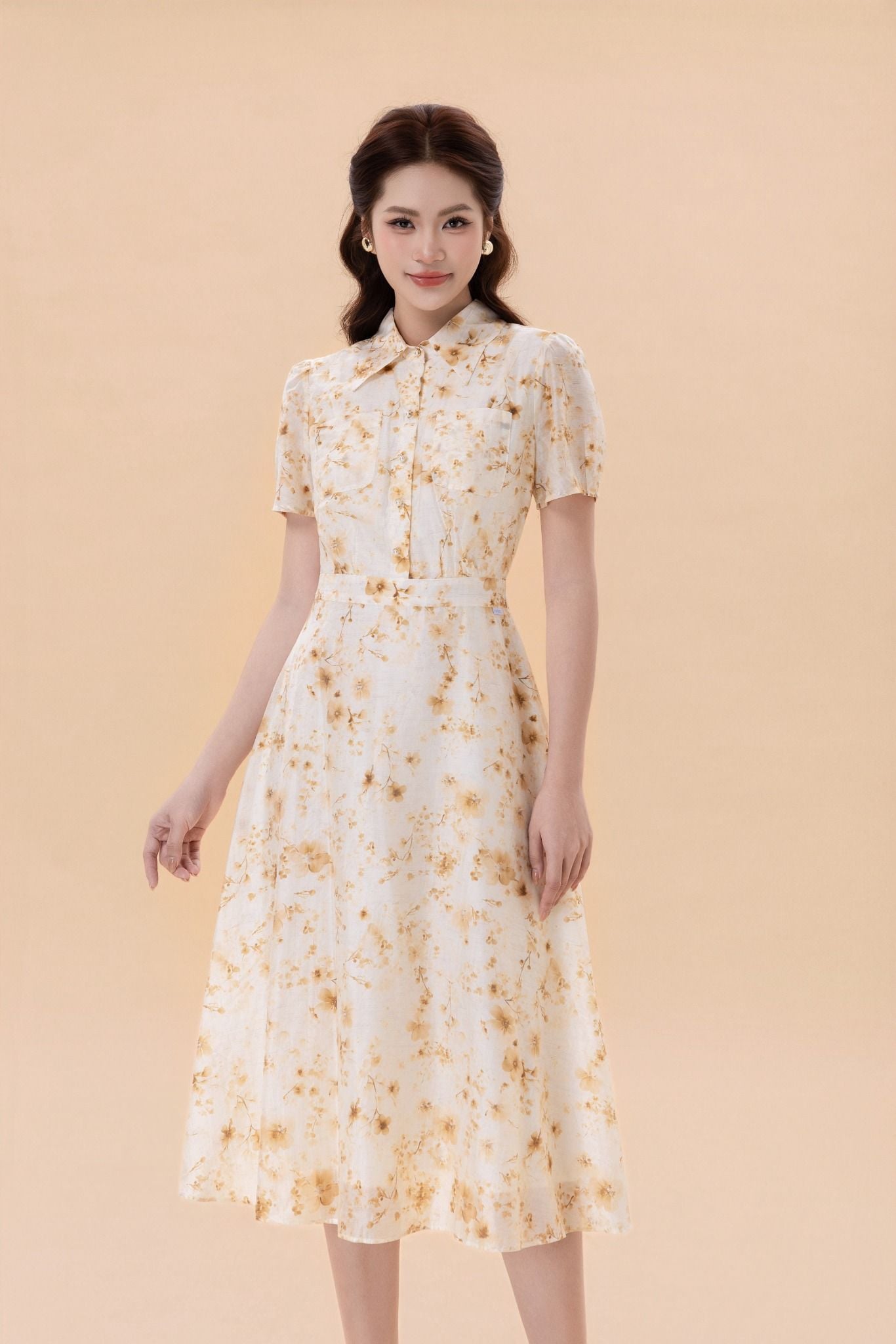 ĐẦM HOA CỔ BẺ D05362